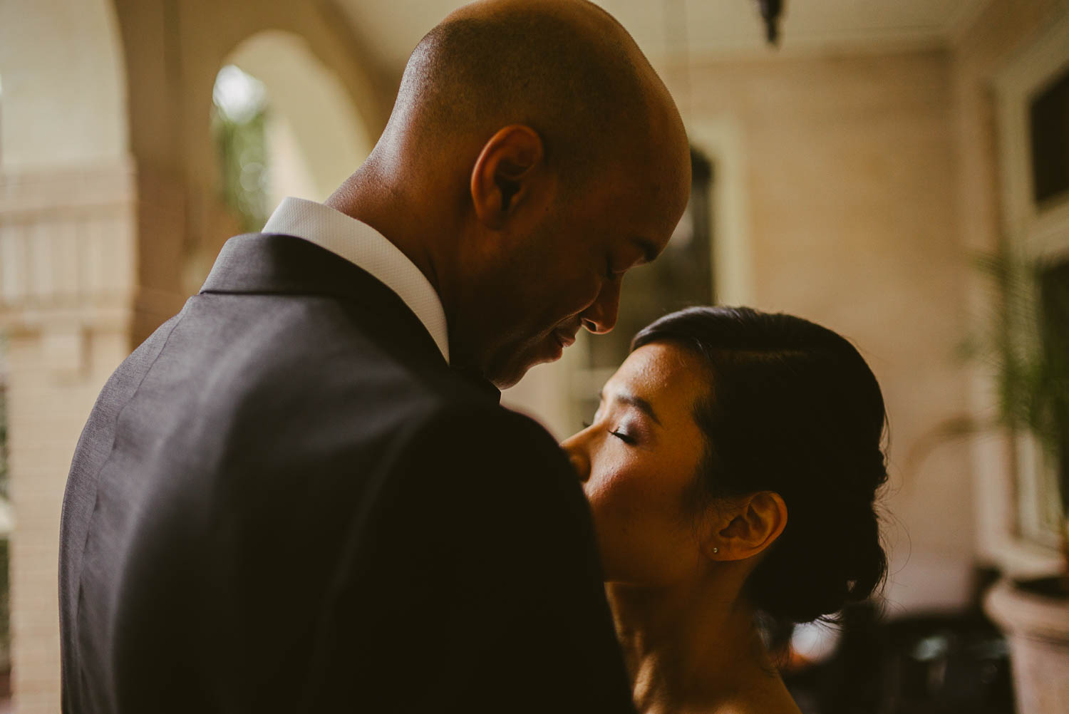 KATIE + OWEN in a intimate moment with brides eyes closed | THE HAVANA | LA ORILLA DEL RIO BALLROOM WEDDING