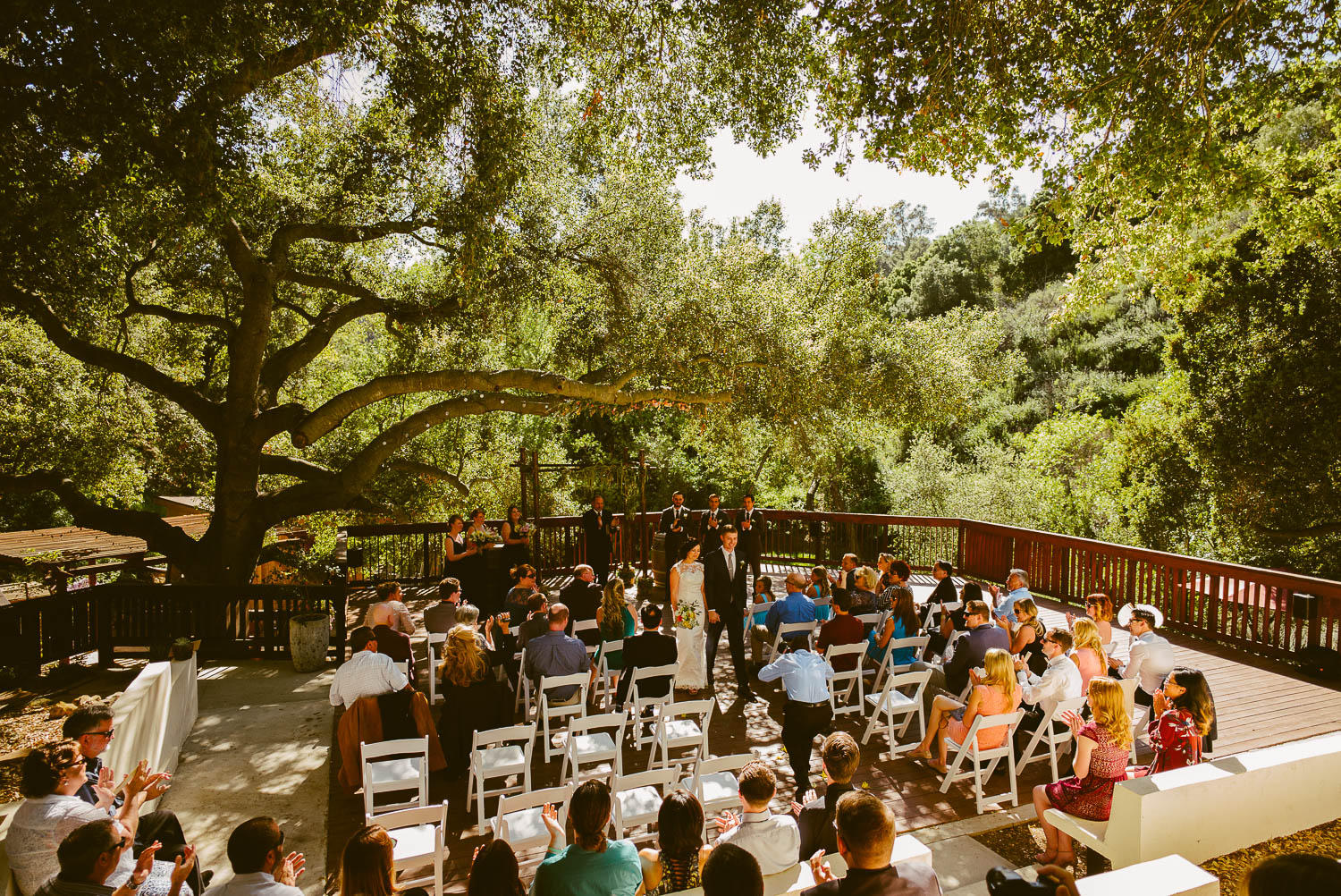 Wide angle shot of outdoor wedding ceremony at 1909 Topanga California Wedding-Leica-Philip Thomas