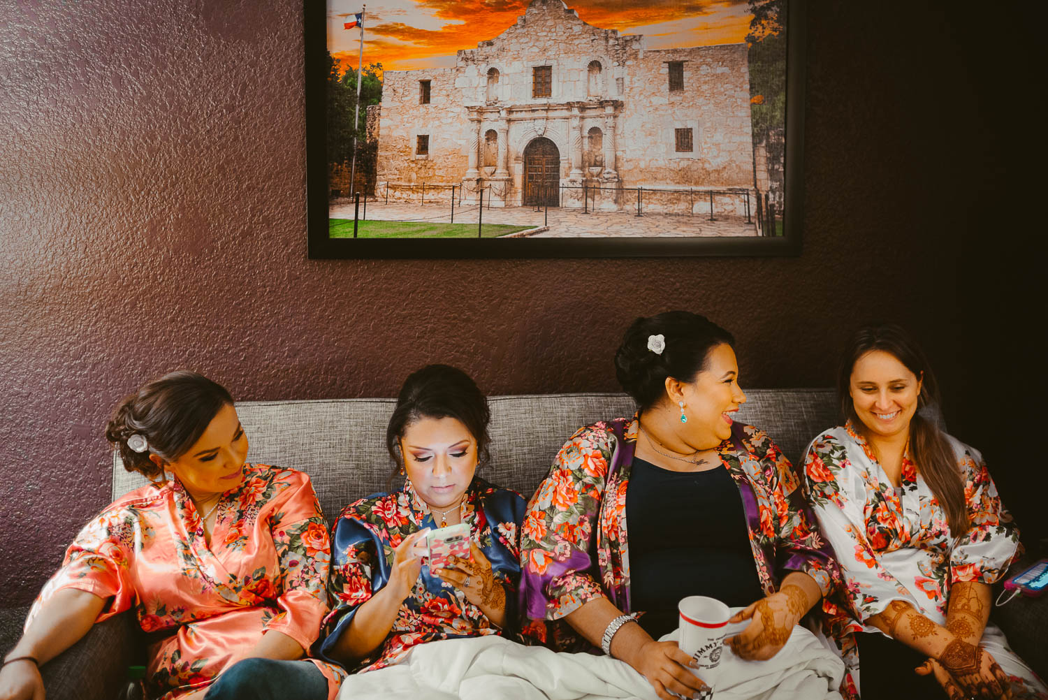 Bridesmaids sharing laughs at Drury Inn and Suites, San Antonio Texas