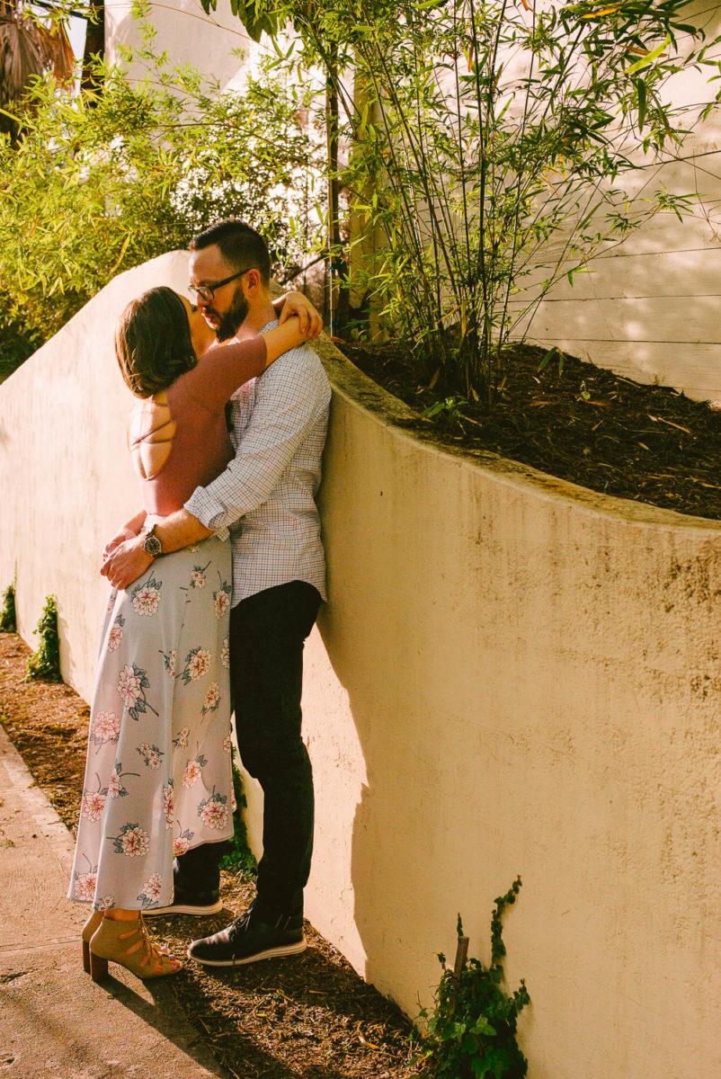 Couple photographed on W James Street Austin Engagement Downtown