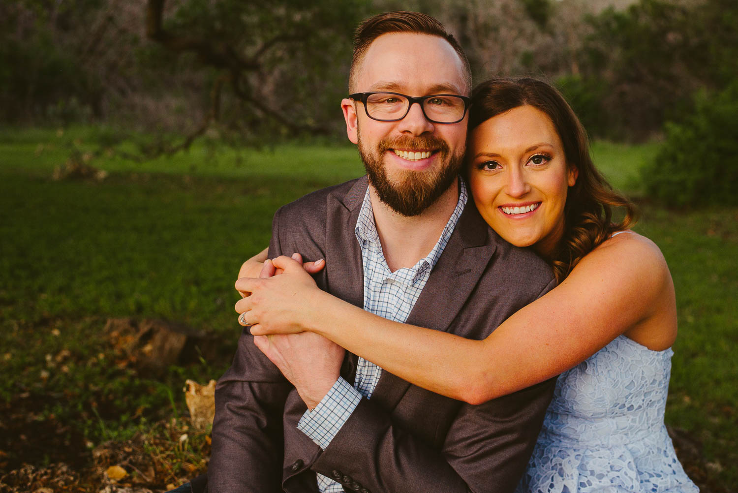 Close up couple of Ashley and Fred at Balcones District Park Engagement Session