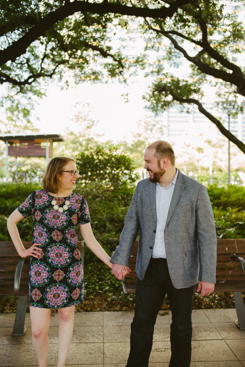 Couple look into each others eyes at Discovery Green -Philip Thomas Photography