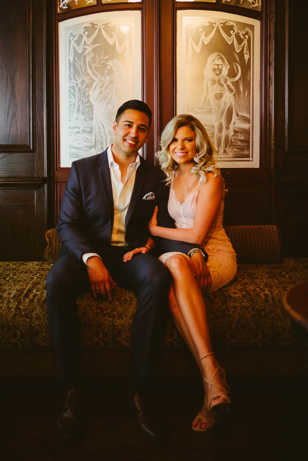 Bohanans engagement shoot in San Antonio Texas shows couple sitting together