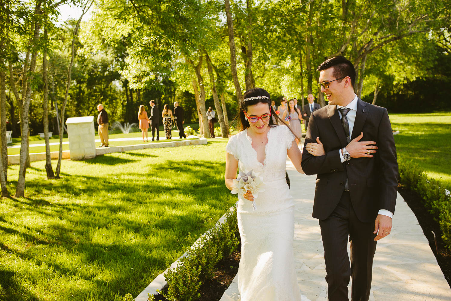 Bri and Max just wed at Rings on finders wide angle of wedding venue Pecan Springs Houston Texas photo by Philip Thomas Photography