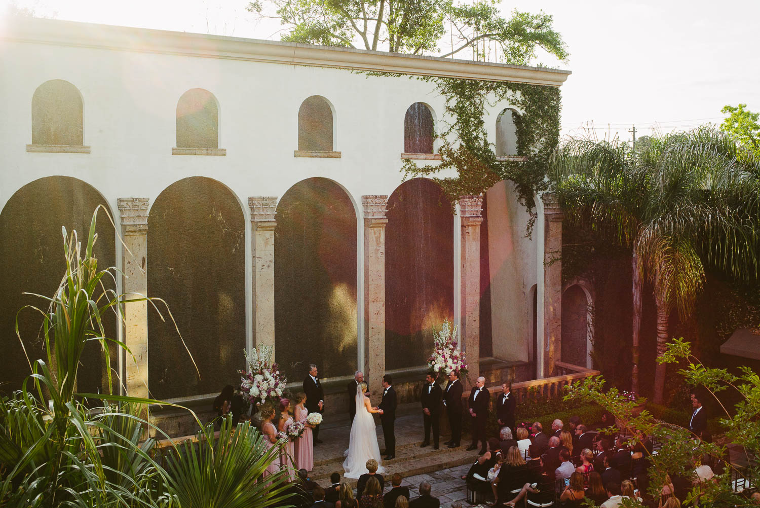 High view of wedding ceremony at Bell Tower on 34th Houston-Leica wedding photographer-Philip Thomas Photography