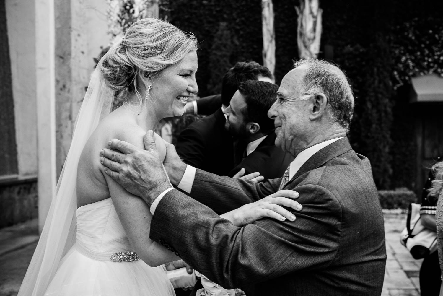 Family member congrats the bride Bell Tower on 34th Houston-Leica wedding photographer-Philip Thomas Photography