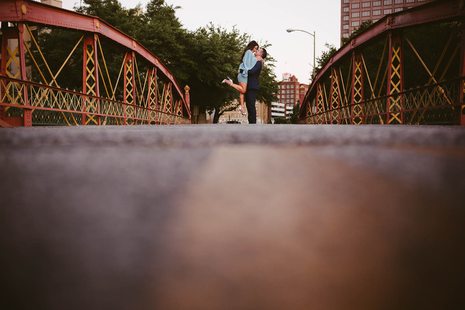 This lenticular pony truss bridge crosses the San Antonio River in downtown San Antonio, Texas.