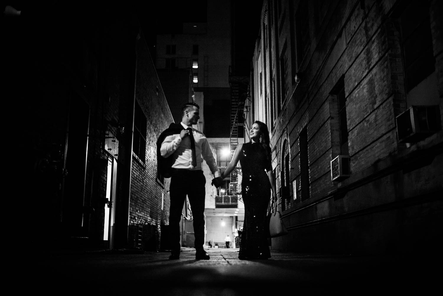 Couple in alleyway Downtown San Antonio Engagement photos-14