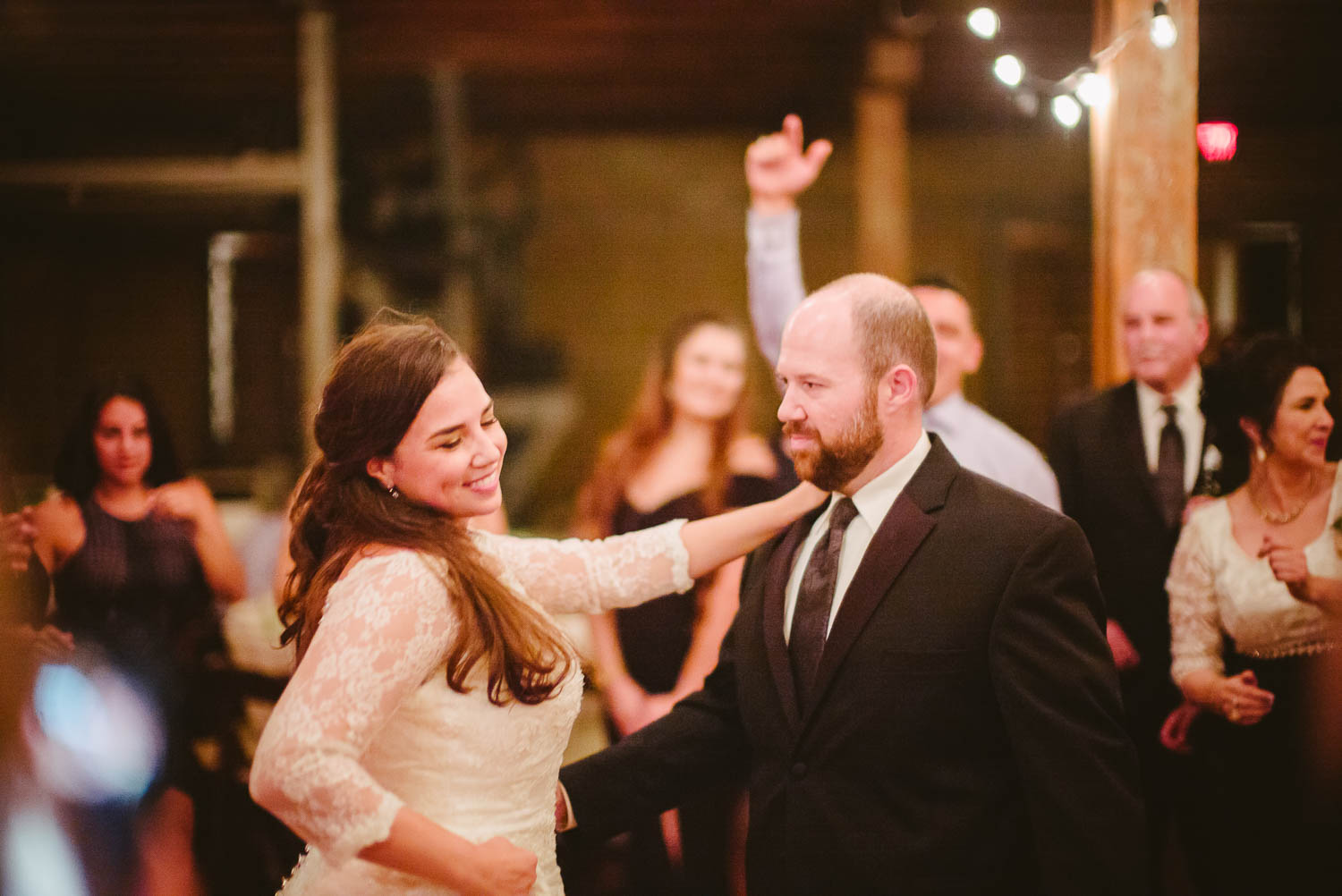 The bride with the groom dancing