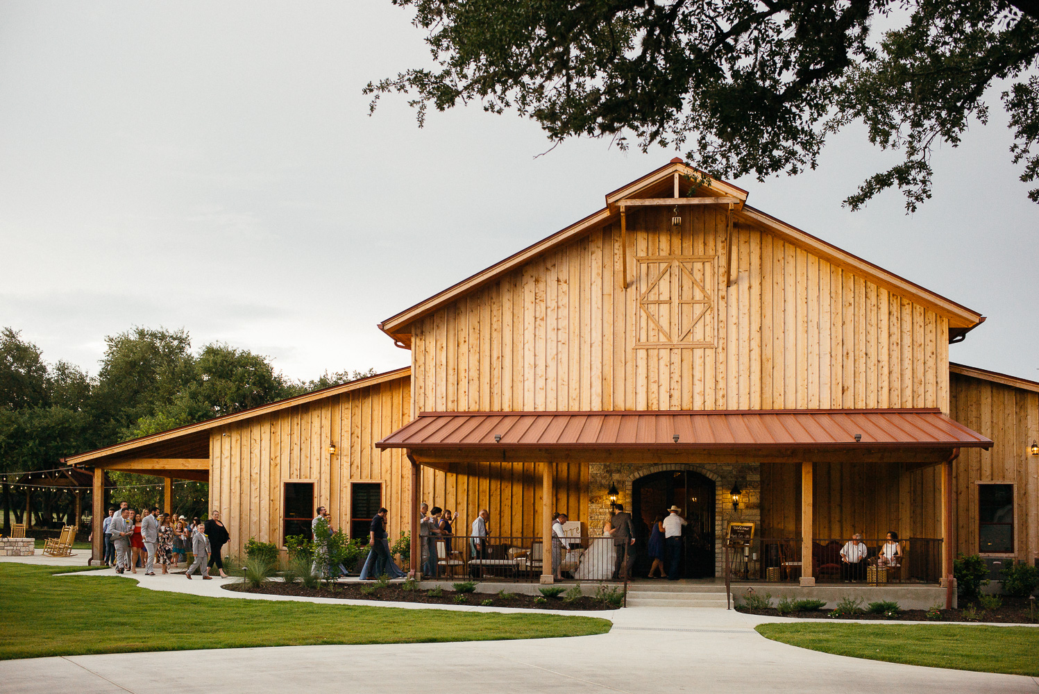 Guests and wedded couple during the Grand March at Chandelier of Gruene Wedding Reception-42