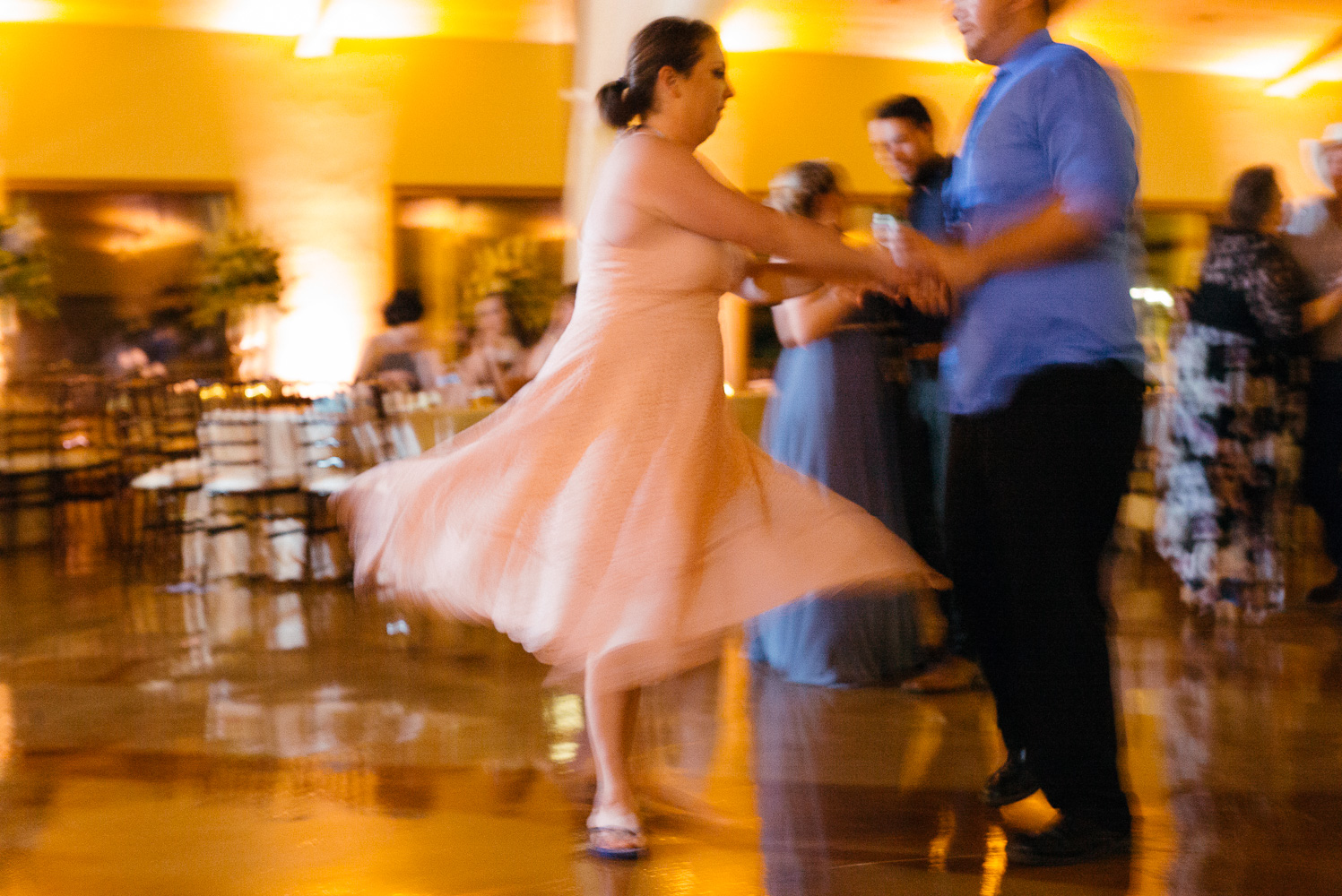 Slow mo shutter guest dress at Chandelier of Gruene Wedding Reception-64