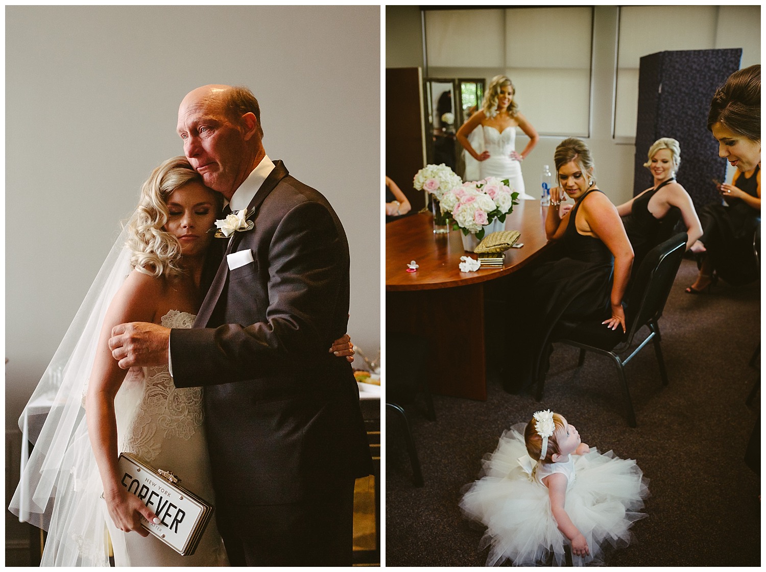 Emotion run high for a father and daughter as he sees her for the first time at a waiting area San Fernando Cathedral Wedding-15