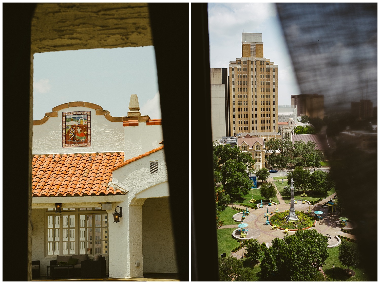 Looking through windows at St Anthony Hotel Wedding-08