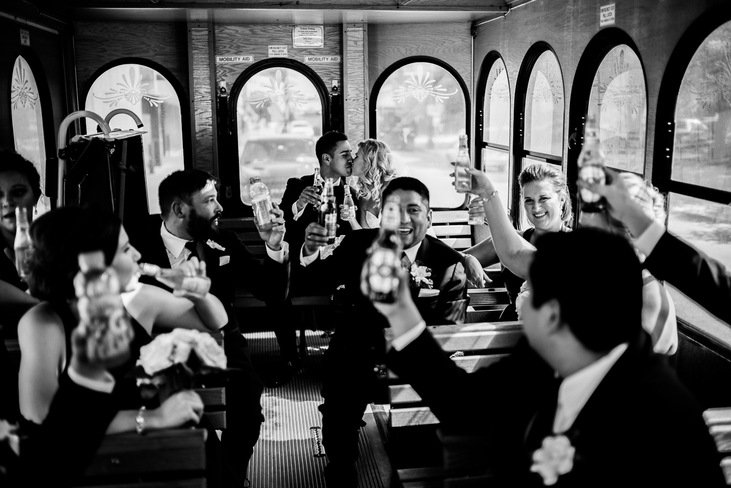 Captured the Festivities on a tram St. Anthony Hotel San Antonio Wedding Reception-30