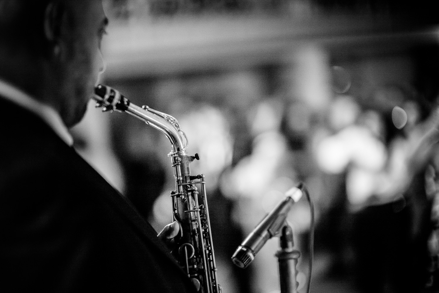 Saxophonist from the band Finding Friday performing at St. Anthony Hotel San Antonio Wedding Reception-56