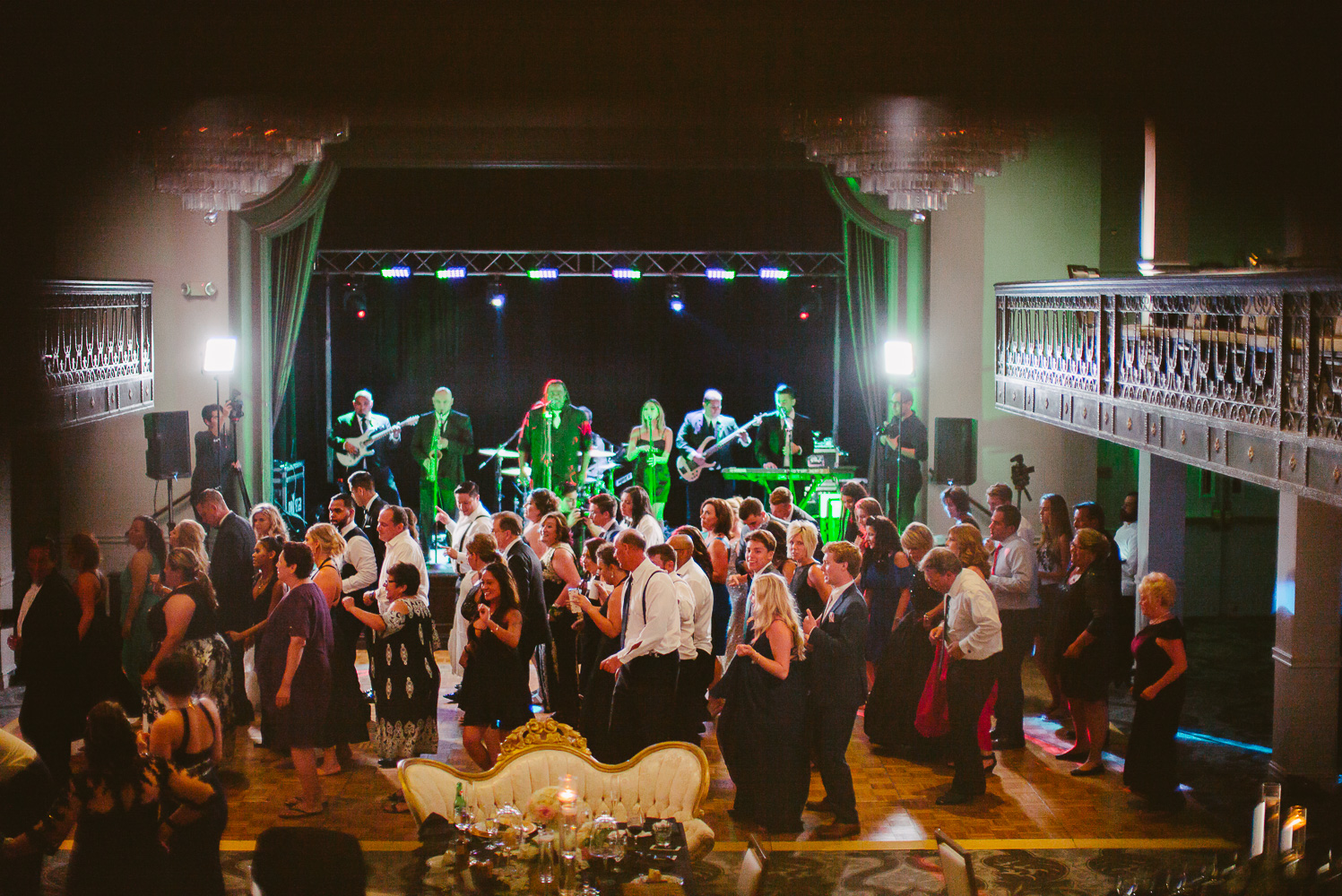 A wide shot of guests dancing St. Anthony Hotel San Antonio Wedding Reception-58