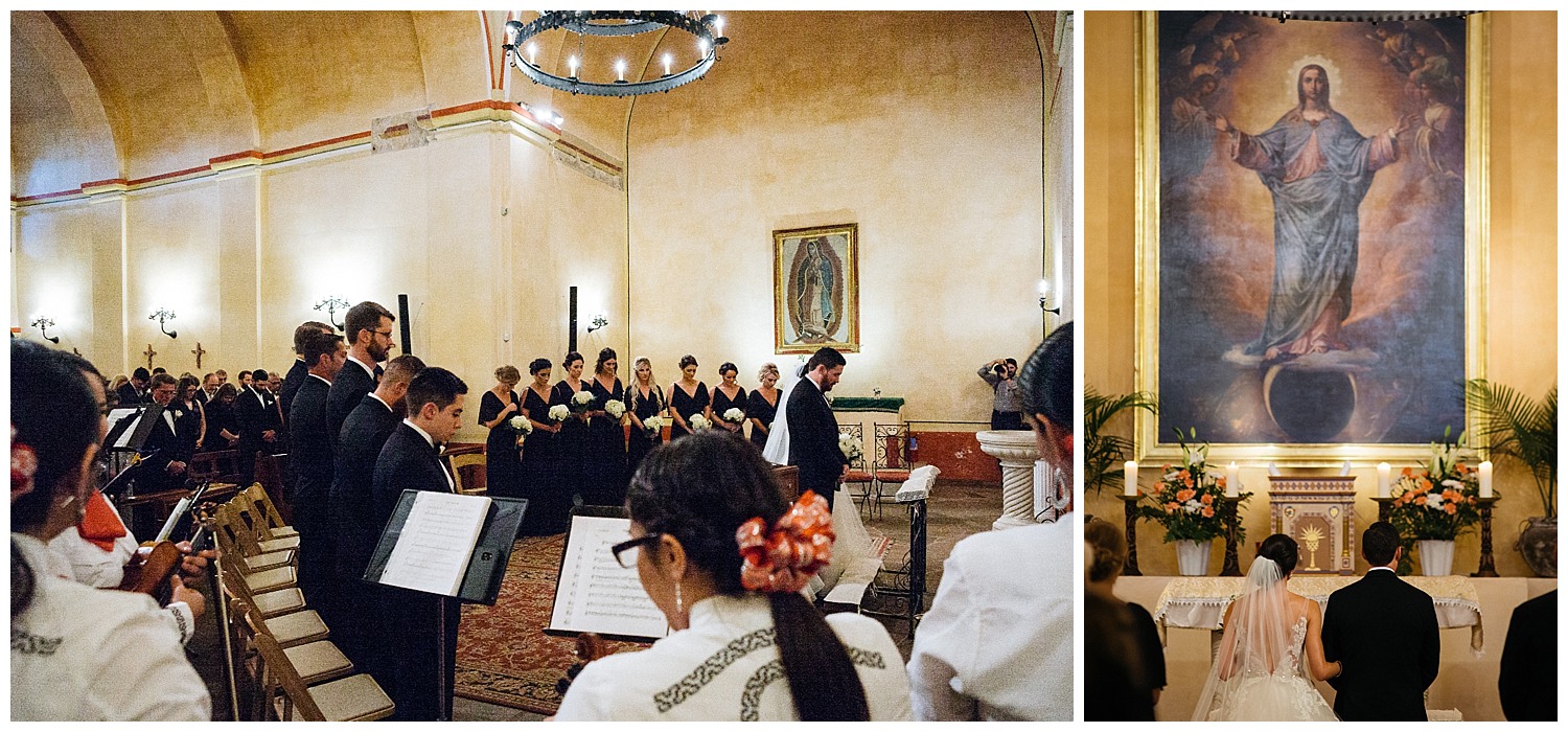 Wide shots of mariachis and wedded couple at Mission Concepcion Wedding