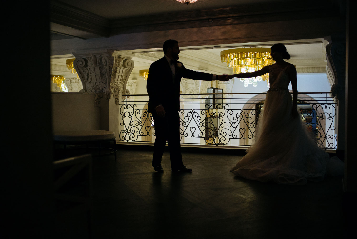 Practicing first dance in the library at St Anthony Reception-Philip Thomas