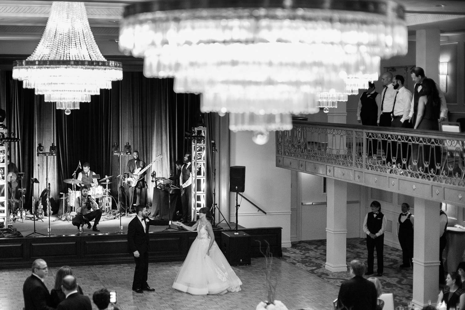 First dance under the chandelier lights at St.Anthony Wedding St Anthony Reception-Philip Thomas