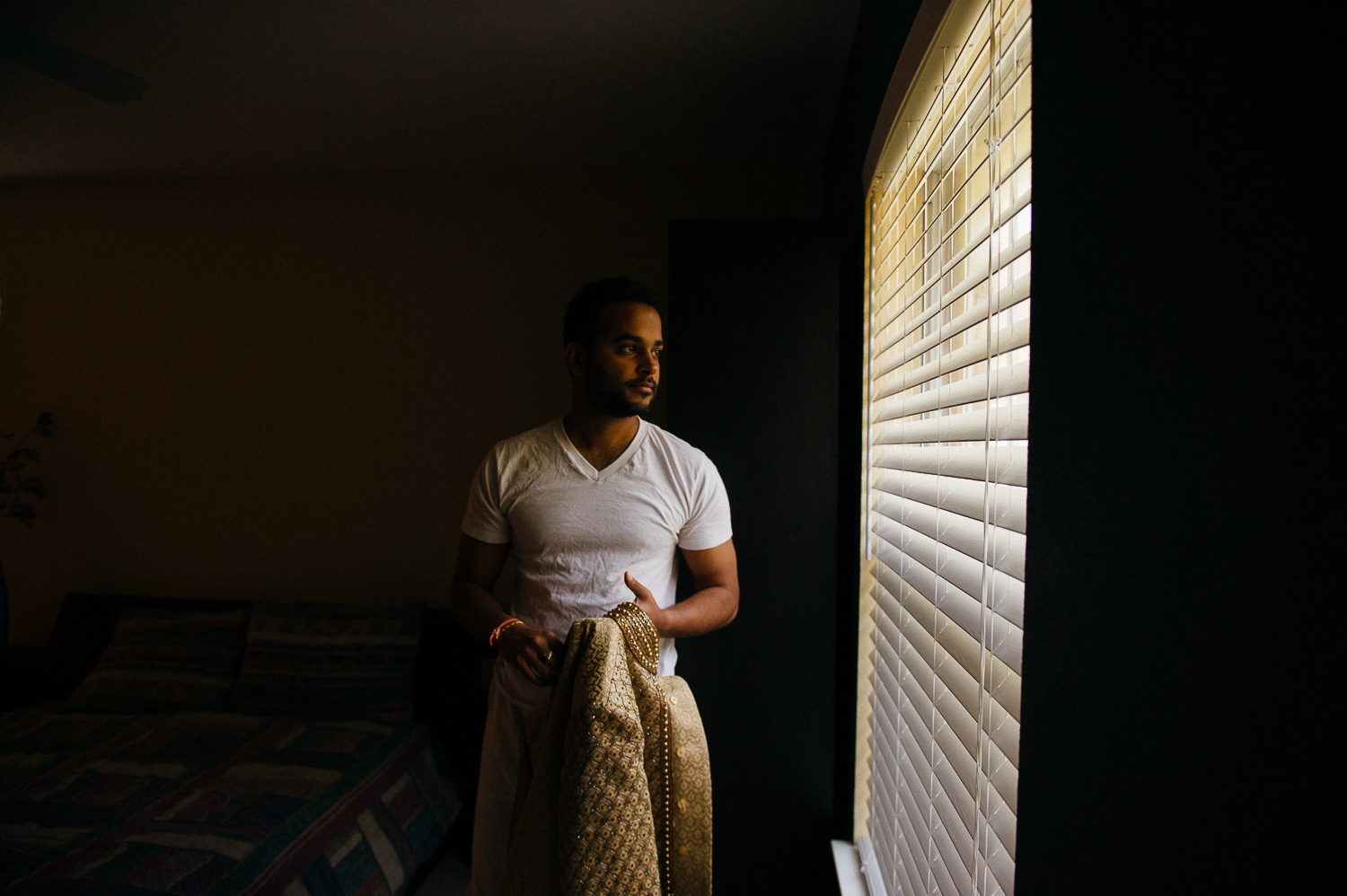 Viral the groom gets ready early in the morning at his parents home - Hindu Jewish fusion wedding Sugar Land Marriott Hotel Texas-011