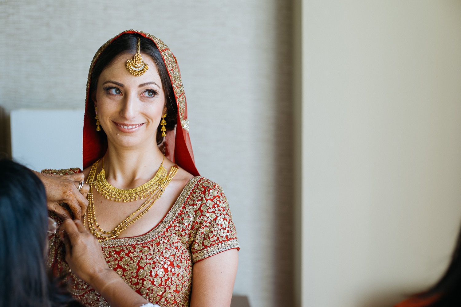 Hindu bride portrait Hindu Jewish fusion wedding Sugar Land Marriott Hotel Texas-025