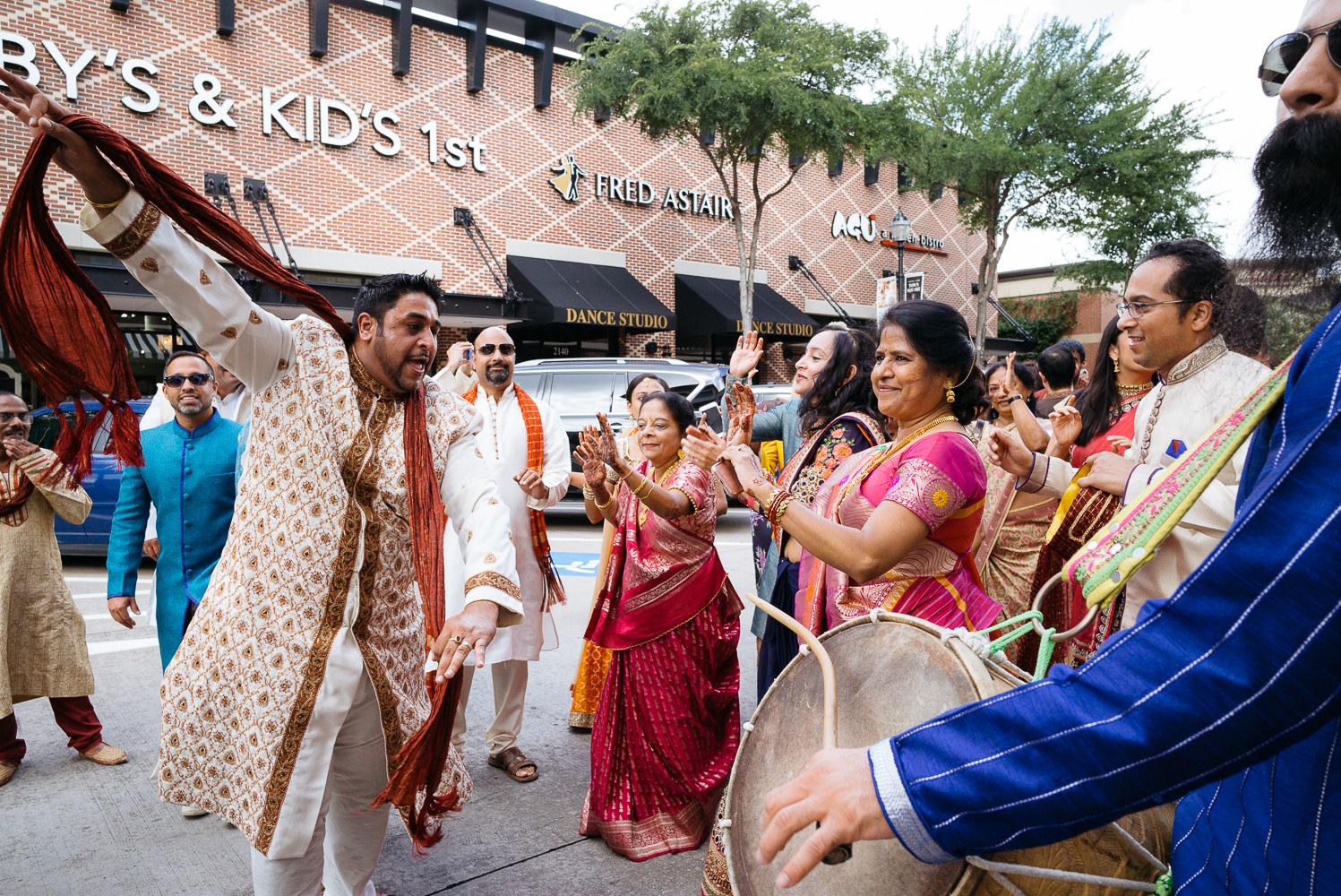 A view from the car and baraat Hindu Jewish fusion wedding Sugar Land Marriott Hotel Texas-031