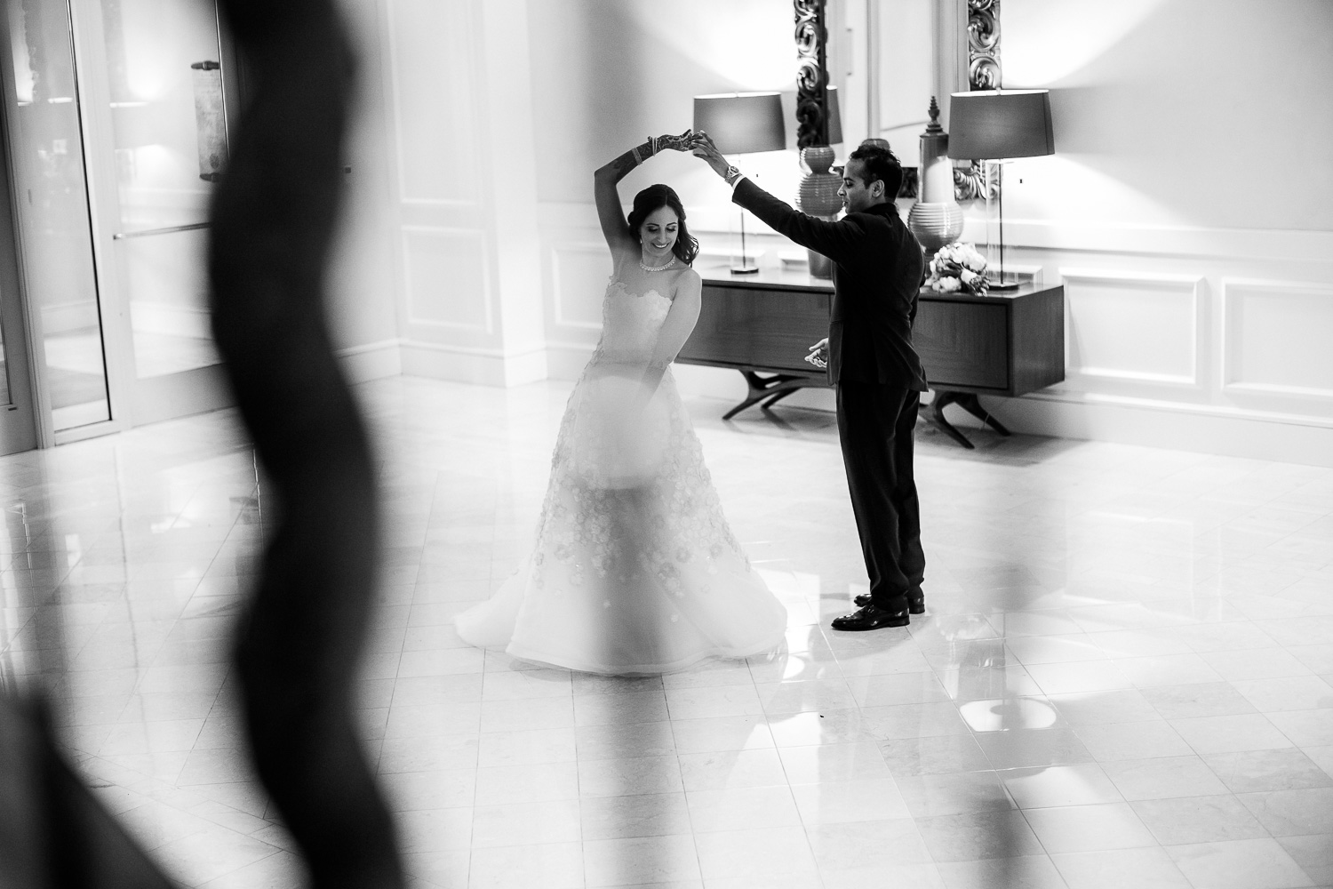 First dance rehearsal Hindu Jewish fusion wedding Sugar Land Marriott Hotel Texas-063