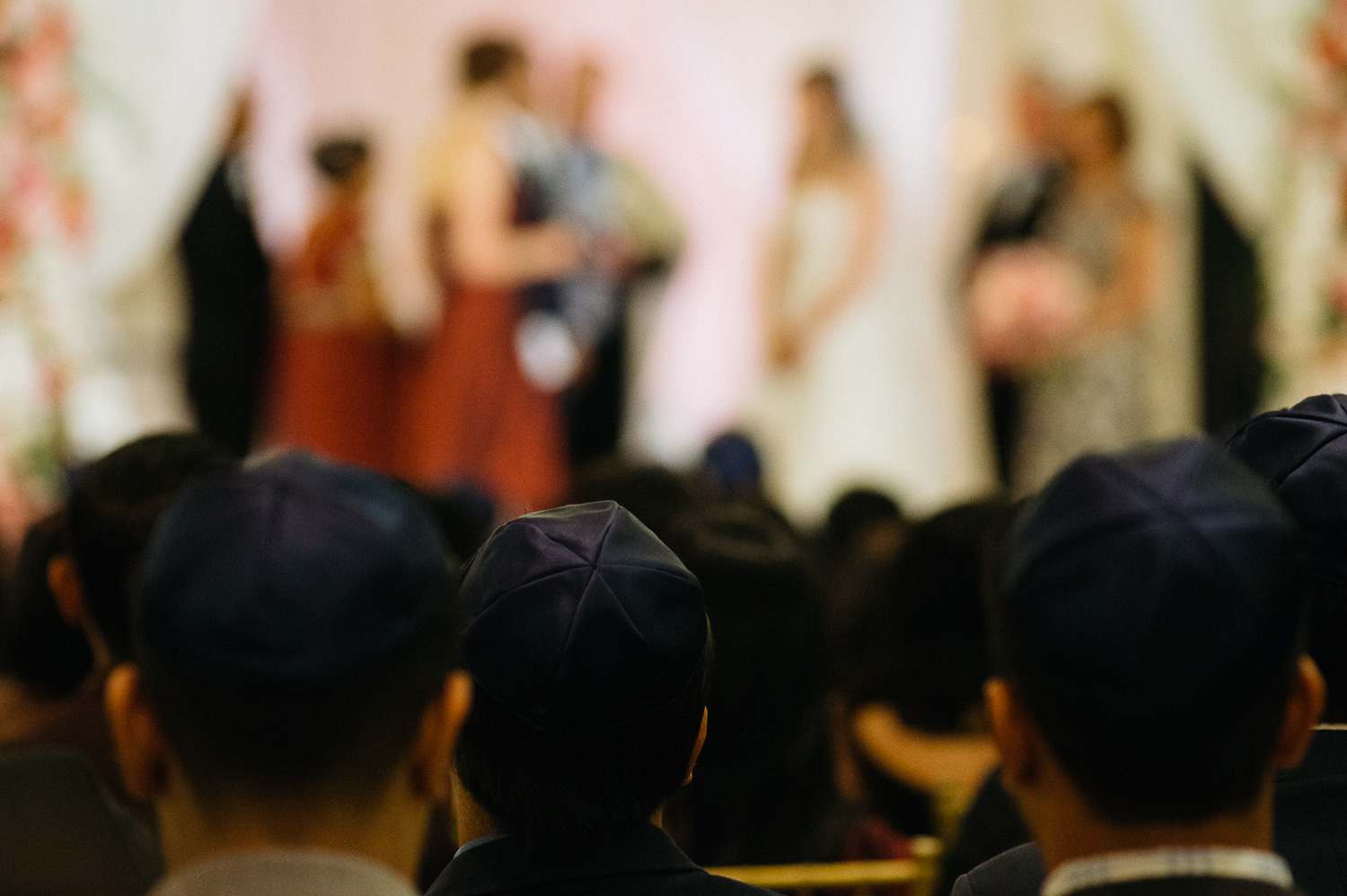 A kippah is a brimless cap, usually made of cloth, worn by Jews to fulfill the customary requirement held by Orthodox halachic authorities that the head be covered. Hindu Jewish fusion wedding Sugar Land Marriott Hotel Texas-071