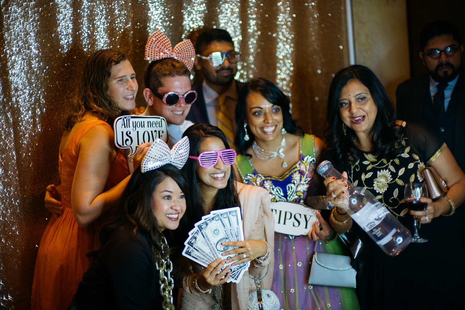 Photo booth fun shows guests Hindu Jewish fusion wedding Sugar Land Marriott Hotel Texas-075