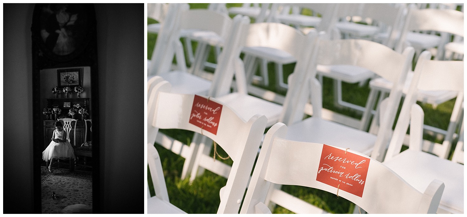 Chairs lined up wedding ceremony Barr Mansion Austin Wedding Photos-Philip Thomas