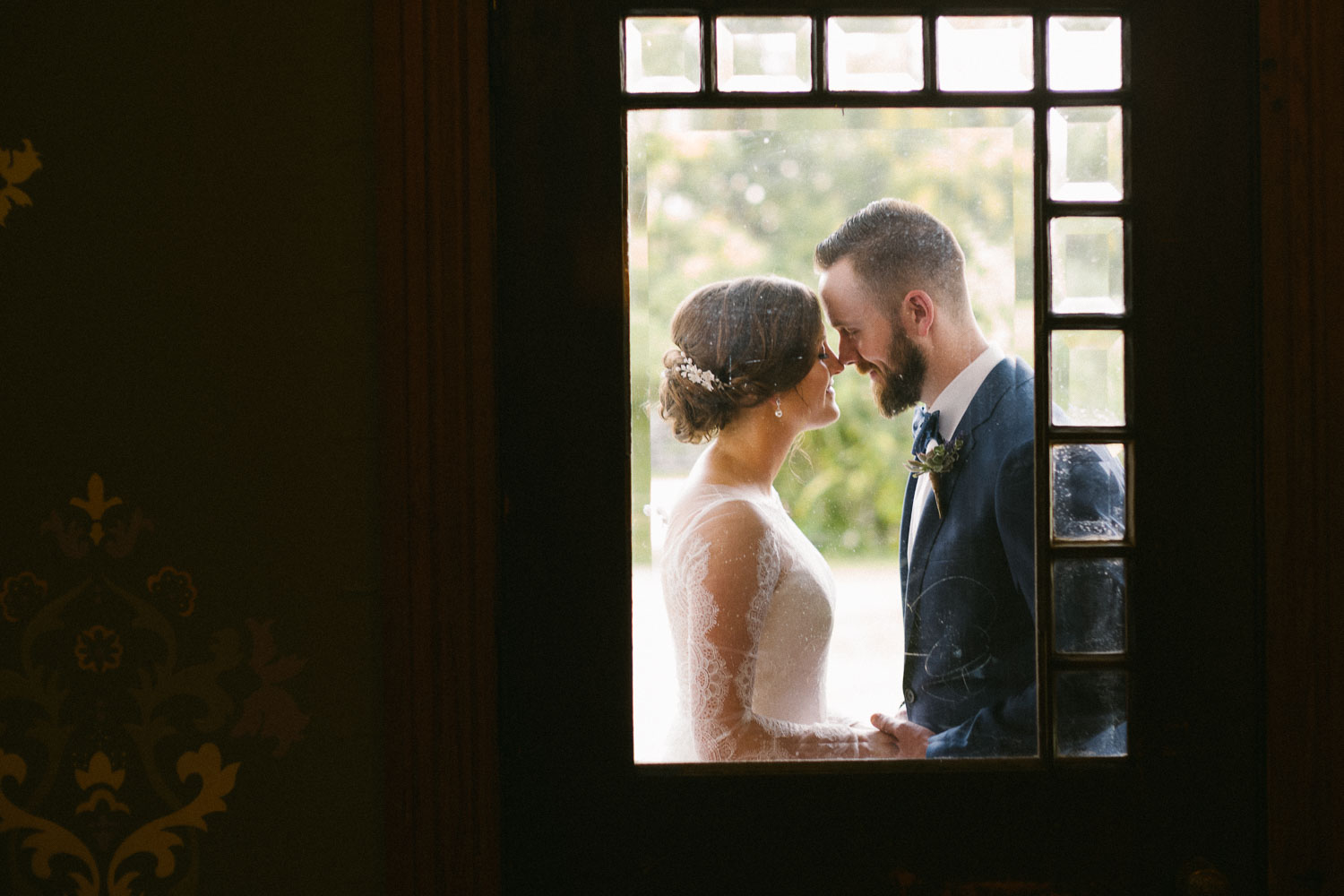 Couple on porch verandah Barr Mansion Austin Wedding Photos-Philip Thomas