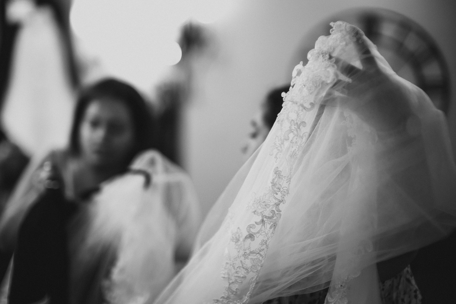 Bridal veil with bridesmaid hand at The Springs Event Venue Wedding Photos-Philip Thomas