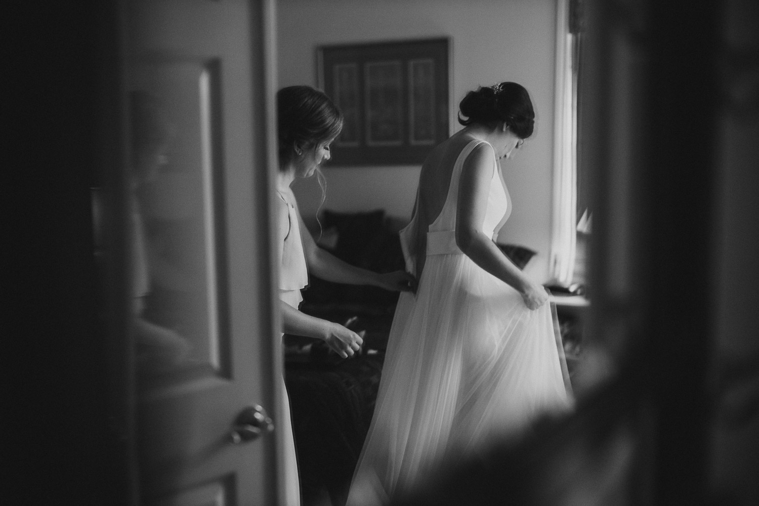 Bride getting dressed at parents home in Houston Cherie Flores Garden Pavilion Wedding Hermann Park Houston Texas-Philip Thomas