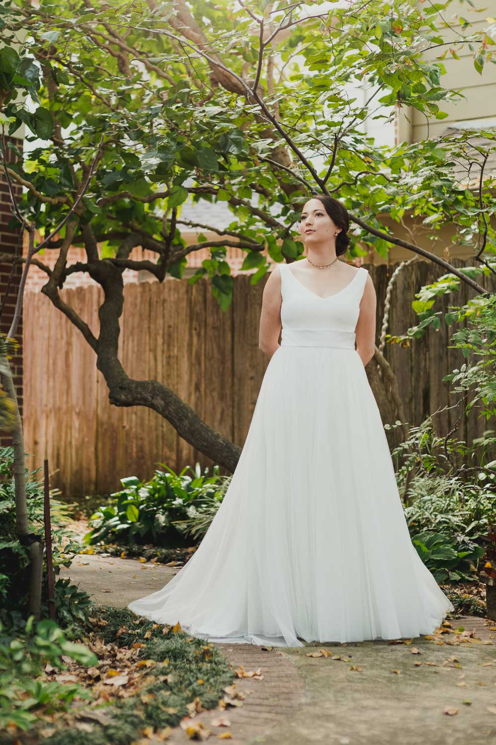 Bridal portrait at her parents home in Houston Cherie Flores Garden Pavilion Wedding Hermann Park Houston Texas-Philip Thomas