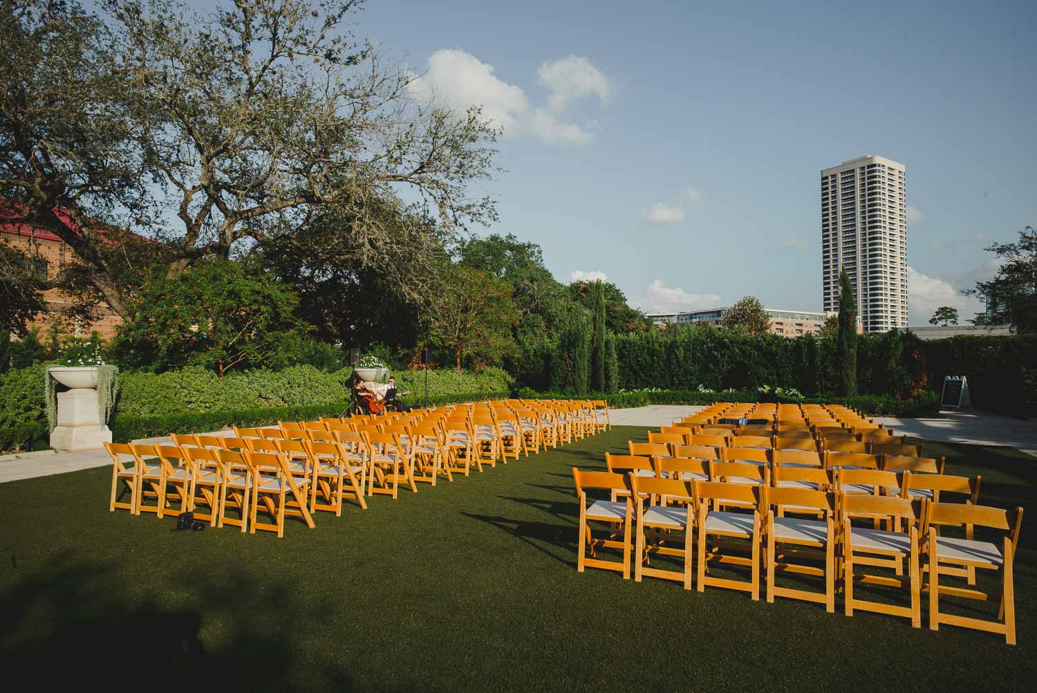 Detail shot of ceremony layout at Cherie Flores Garden Pavilion Wedding Hermann Park Houston Texas-Philip Thomas