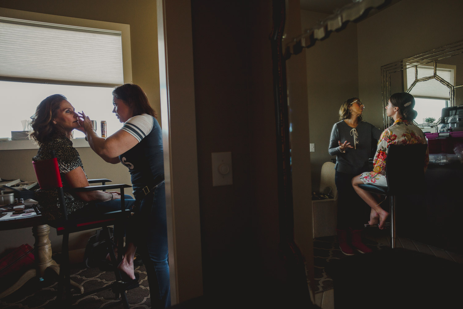 Mother of the groom and her daughter get ready at Paniolo Ranch Wedding Reception-Philip Thomas