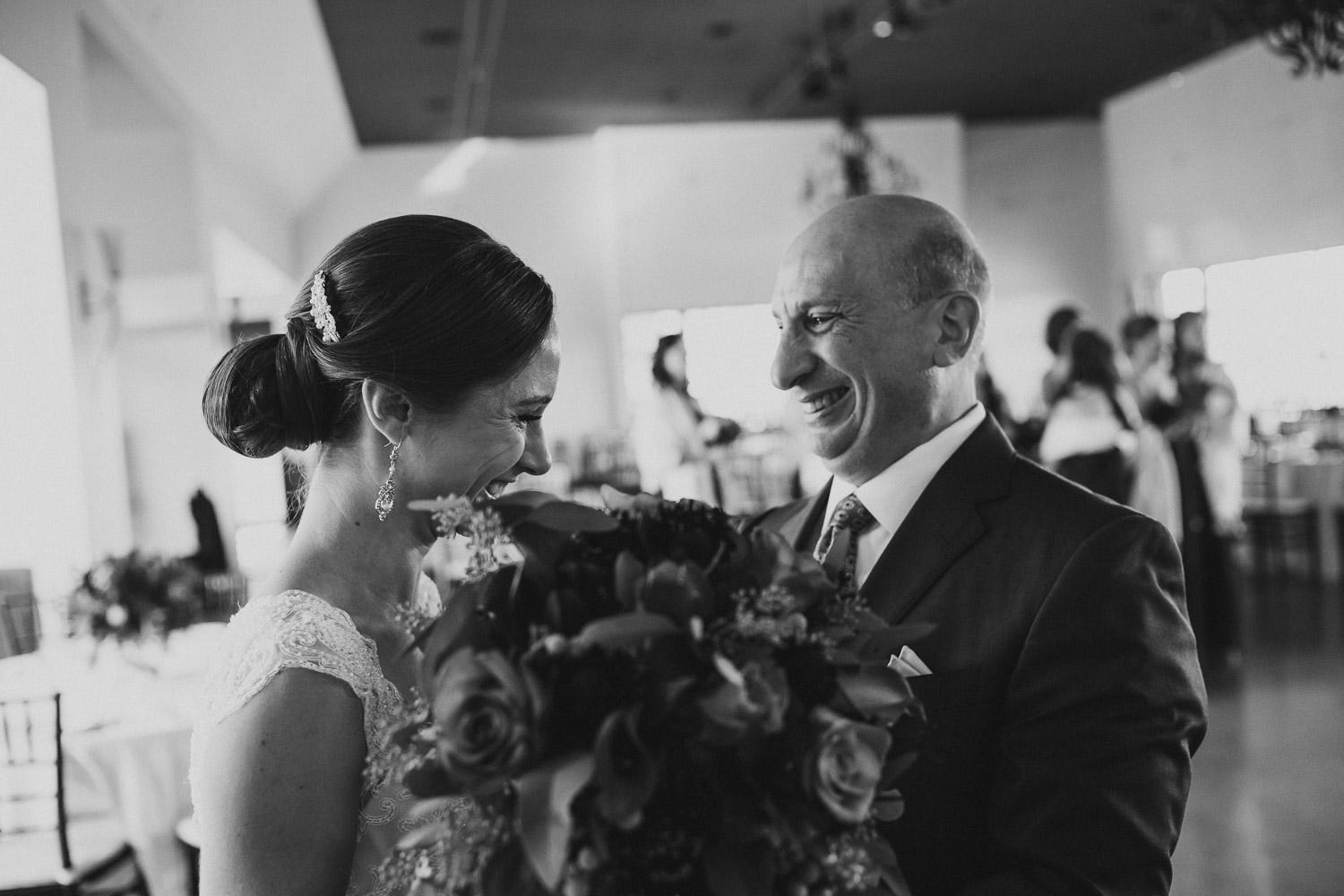 Father of the bride cries seeing his daughter on her wedding day -Paniolo Ranch Wedding Reception-Philip Thomas