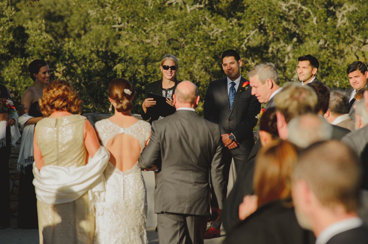 Father walks down the aisle with his daughter at Paniolo Ranch Wedding Reception-Philip Thomas