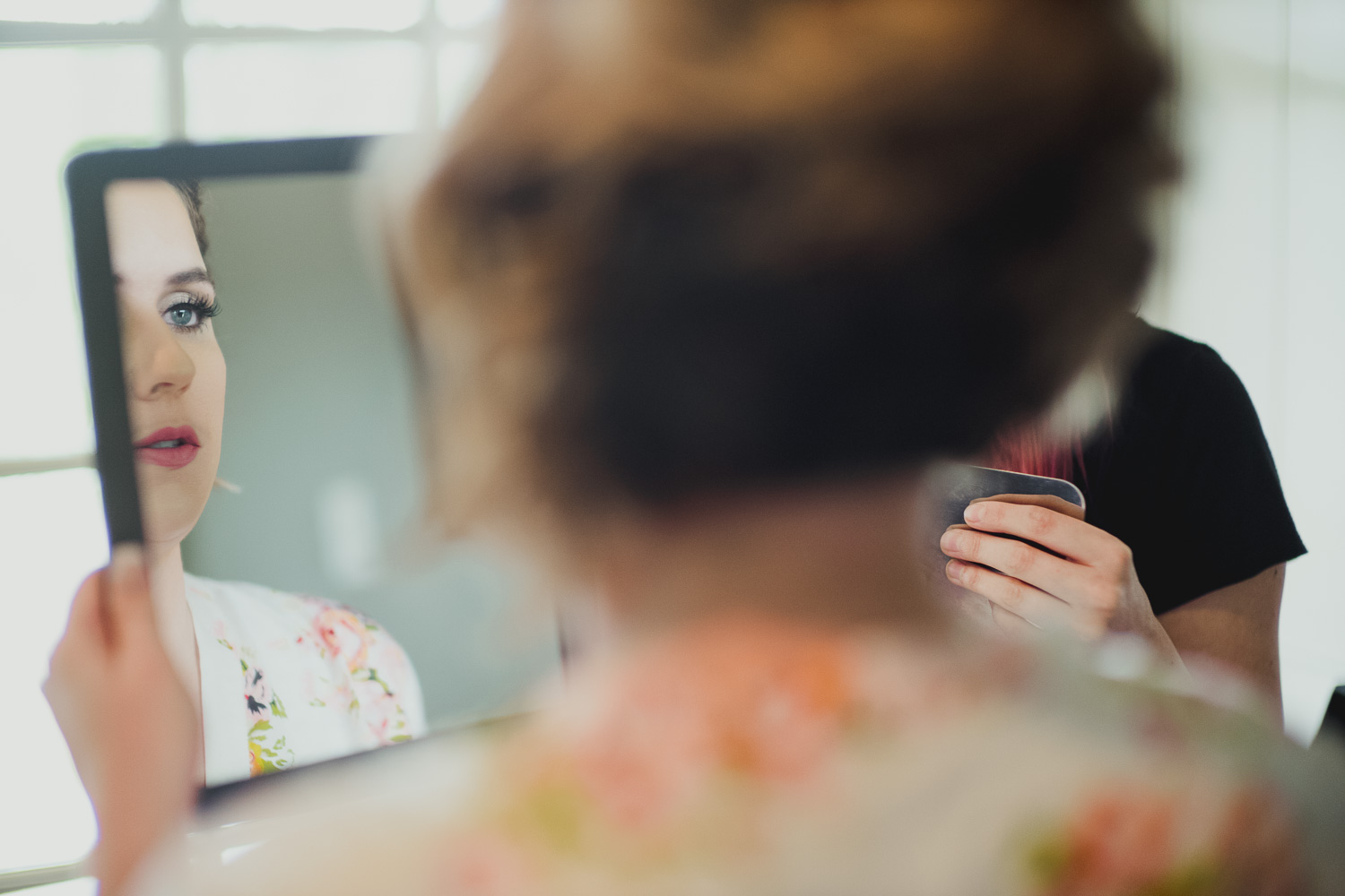 Brandi the bride check the mirror RUSTIC BARN WEDDING at VISTA WEST RANCH DRIPPING SPRINGS _ BRANDI + AJ-19