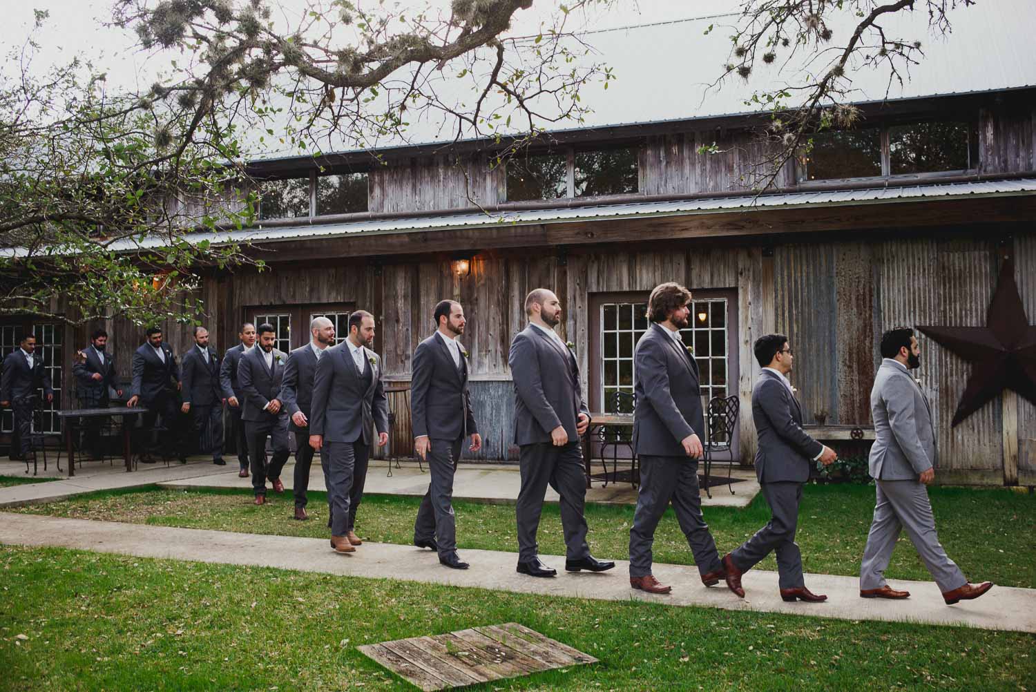 Groomsmen lineup for the ceremony RUSTIC BARN WEDDING at VISTA WEST RANCH DRIPPING SPRINGS _ BRANDI + AJ-35
