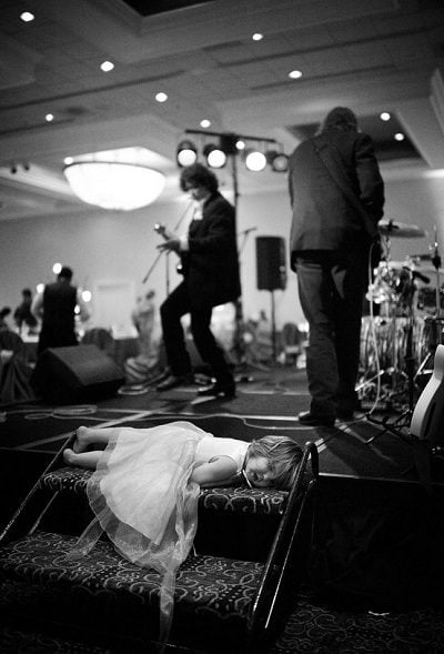 Sleeping girl as wedding band play