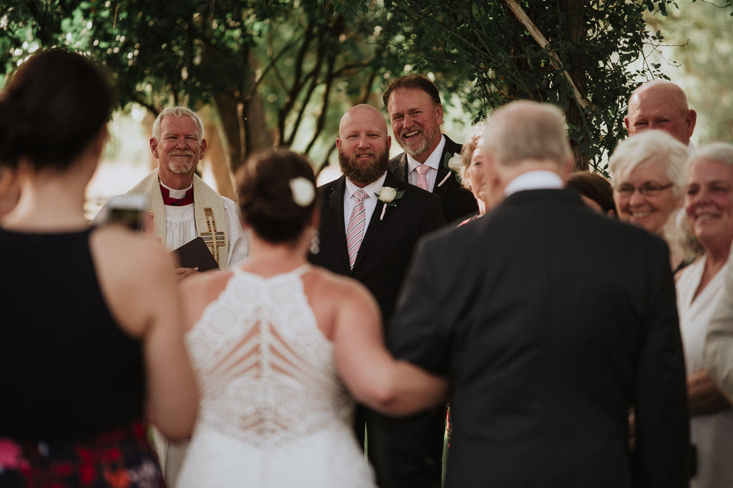 Grooms reaction as he sees his bride for the first time