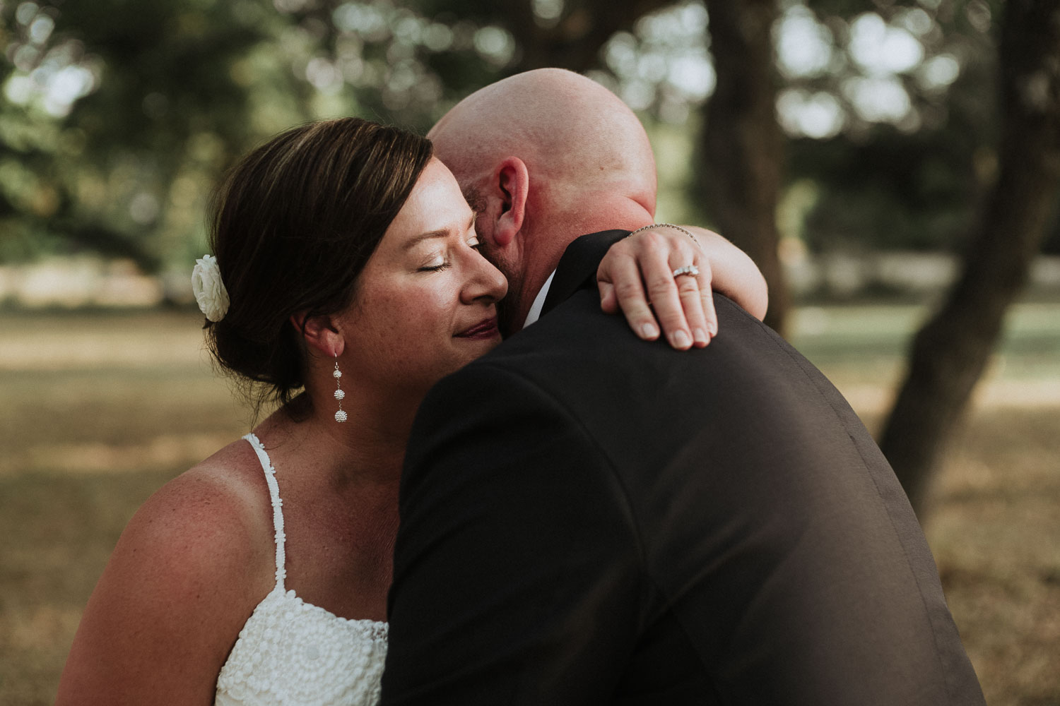 A precious moments between bride and groom