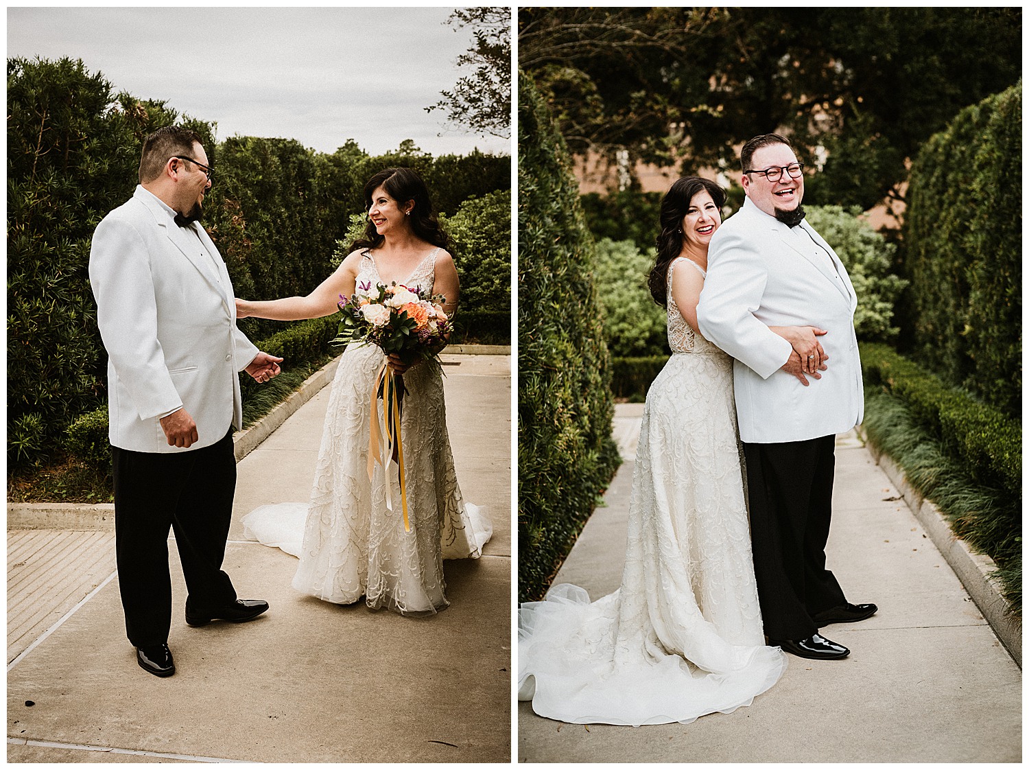 First look between bride and groom Bride arrives at mcgovern centennial gardens - Andrea+Alex-L1002446-Philip Thomas Photography