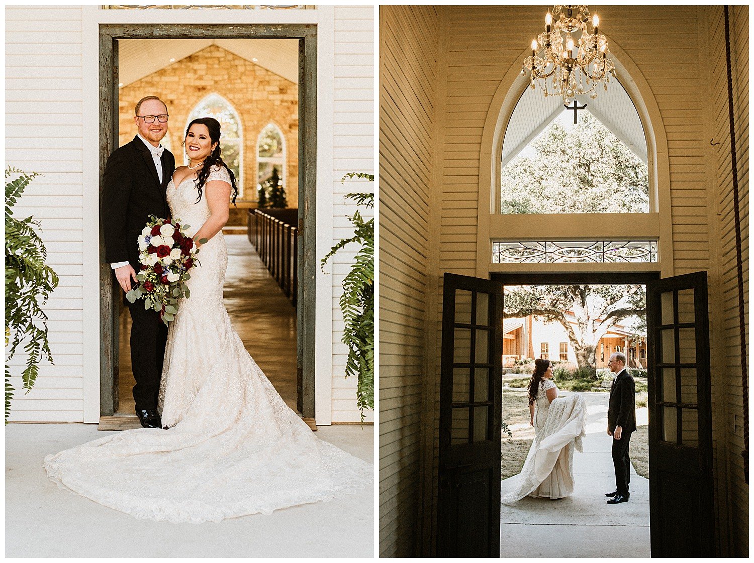 The couple pose and look at the camera at The Chandelier of Gruene Weding Photos -2019-01-09_0004-Philip Thomas Photography
