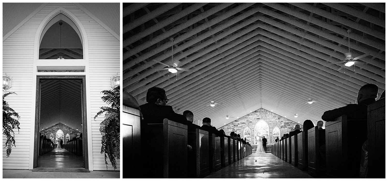 Two photos from the back of the chapel at The Chandelier of Gruene Weding Photos -2019-01-09_0011-Philip Thomas Photography