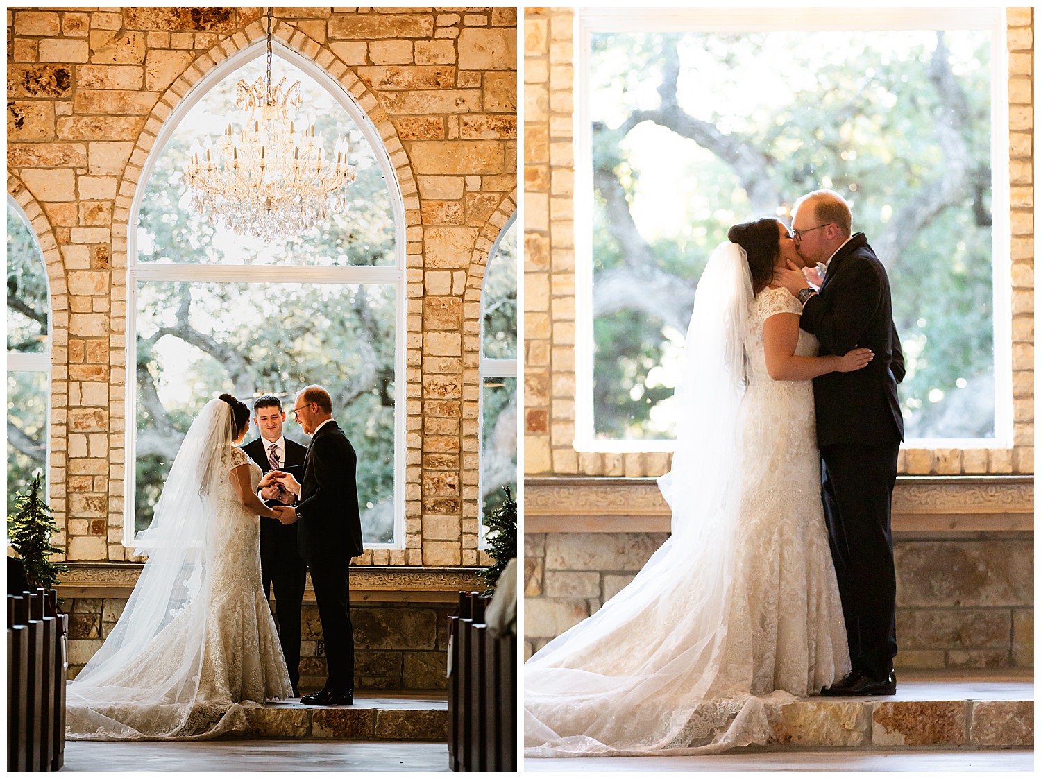 First kiss during Andrea and James at The Chandelier of Gruene Weding Photos -2019-01-09_0002-Philip Thomas Photography