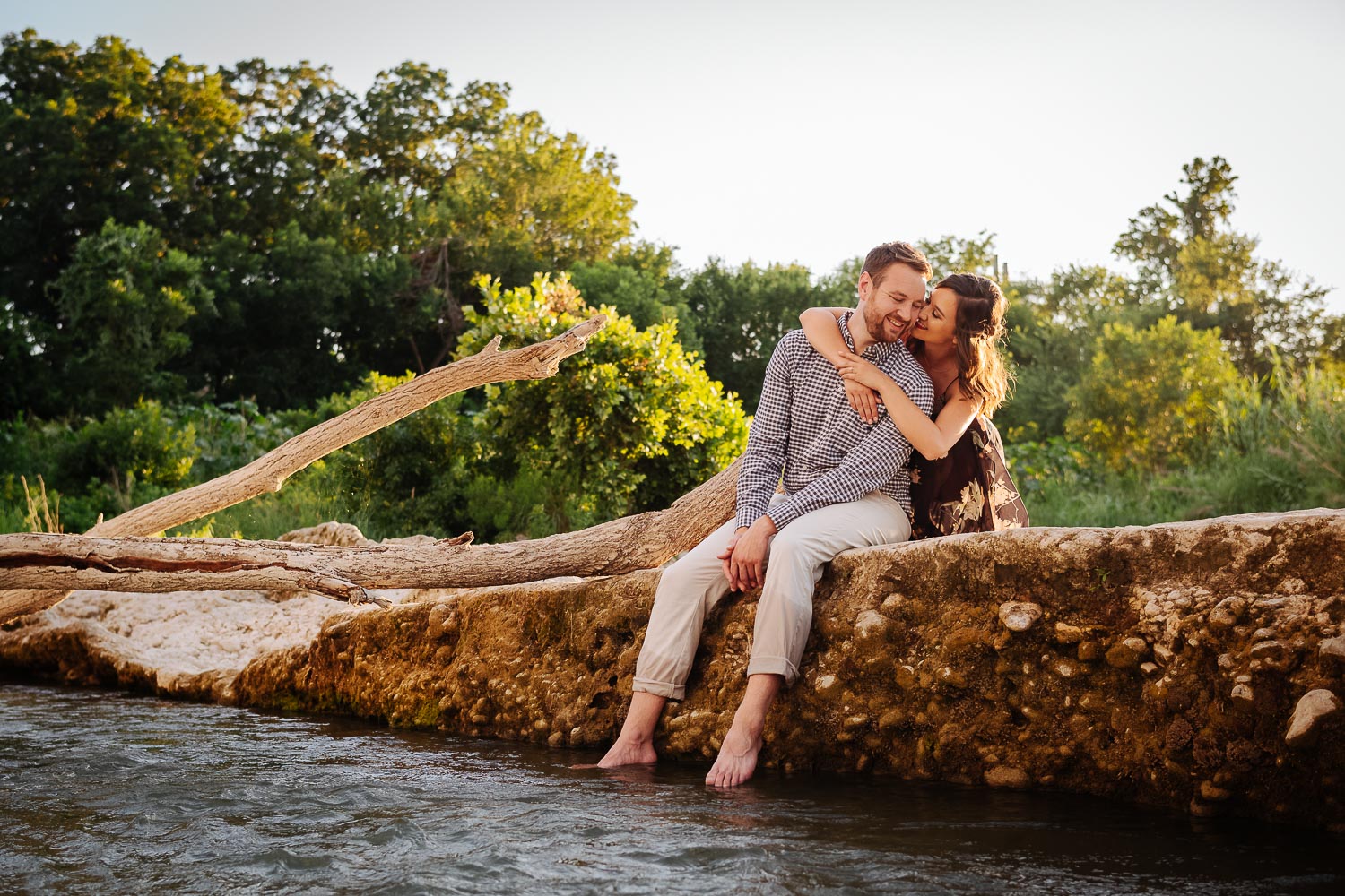 Jordan + Colters engagement session at Blanco River sunset in San Marcos and Blanco River Summer 2019 -Philip Thomas Photography