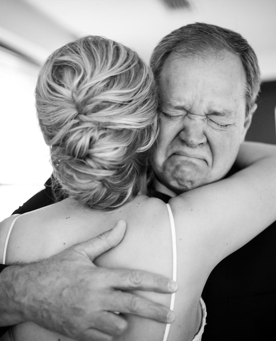 Wedding photojournalism - Father of the brides gets emotional The JW Marriott Downtown Houston bride and groom get ready -Philip Thomas Photography