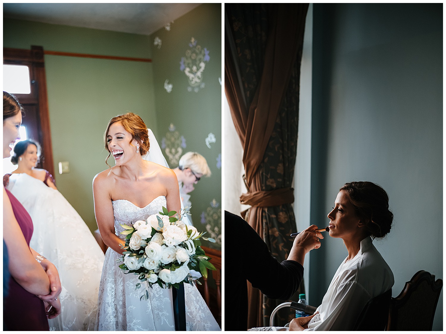 Bride gets ready for her Jewish wedding at Barr Mansion, Texas